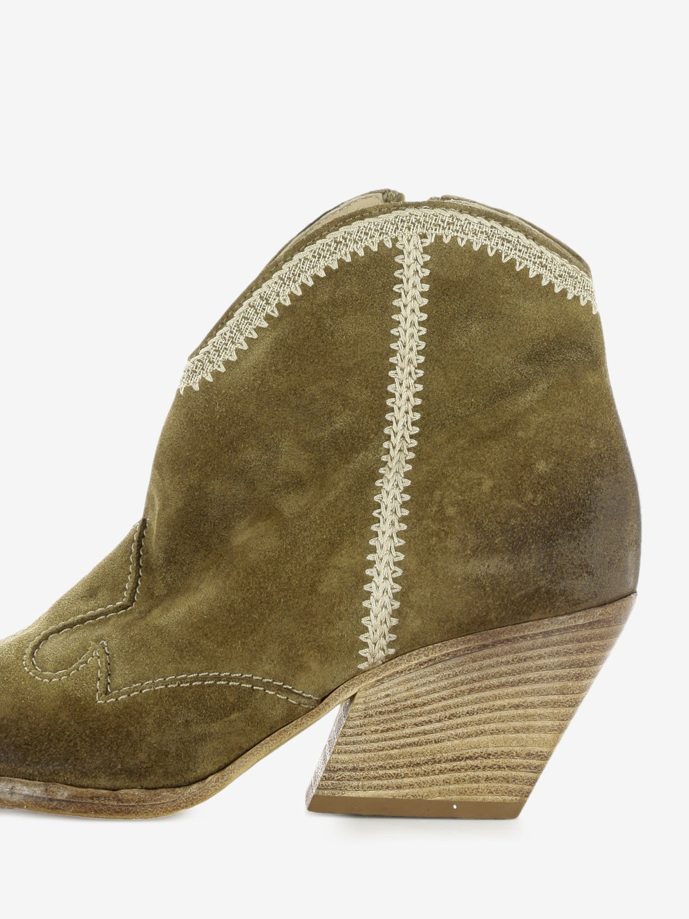 Brown suede Western ankle boot