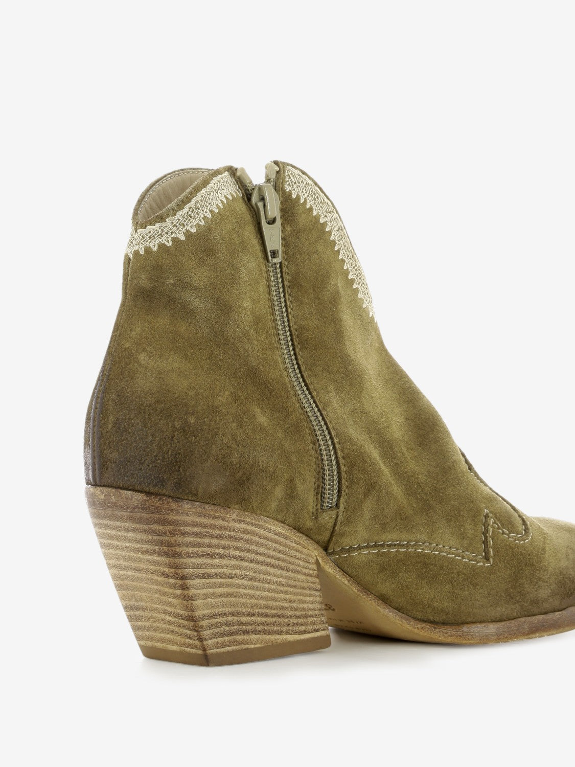Brown suede Western ankle boot