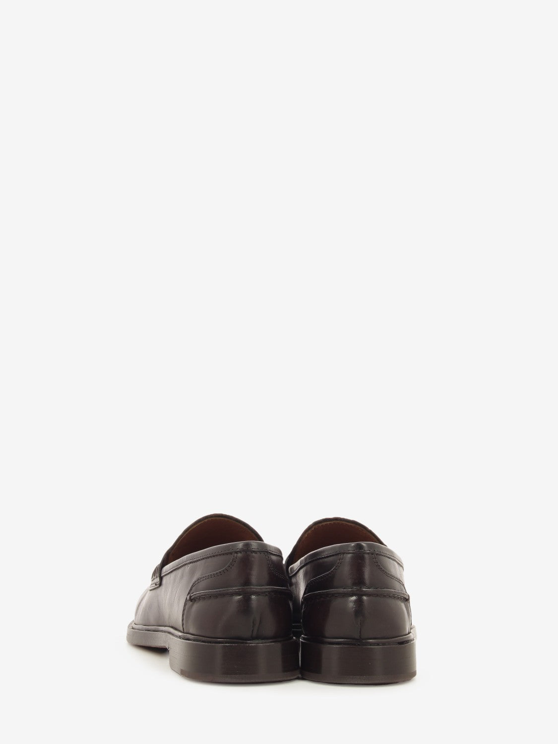 Dark brown crocodile-effect leather loafer