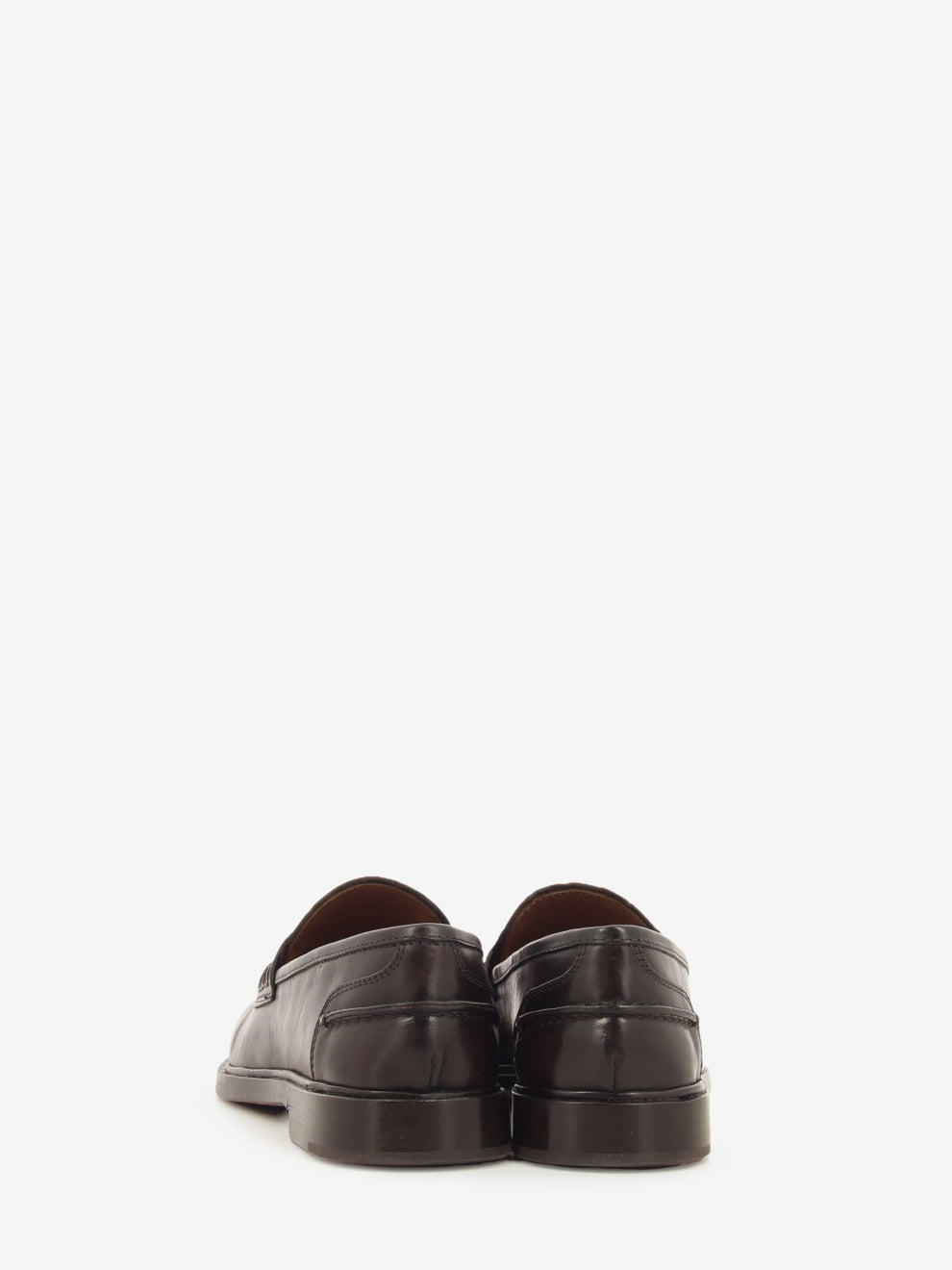 Dark brown crocodile-effect leather loafer