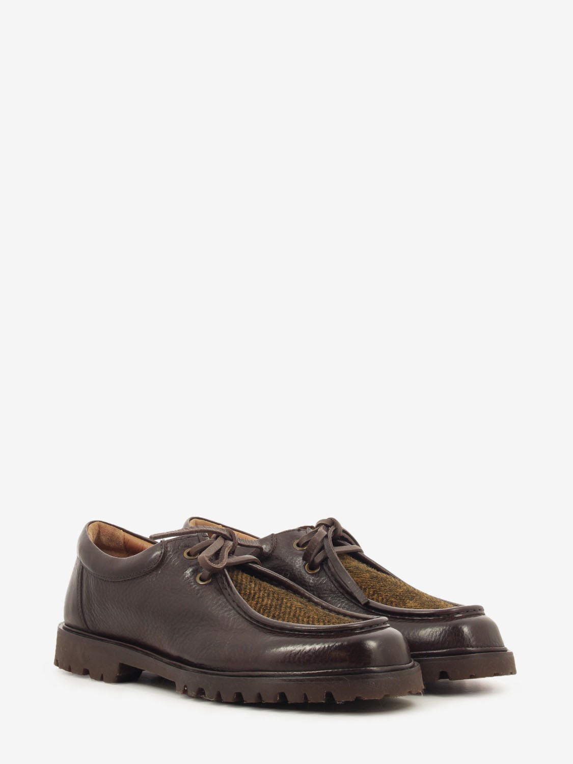 Scarpa stringata in pelle spinato testa di moro
