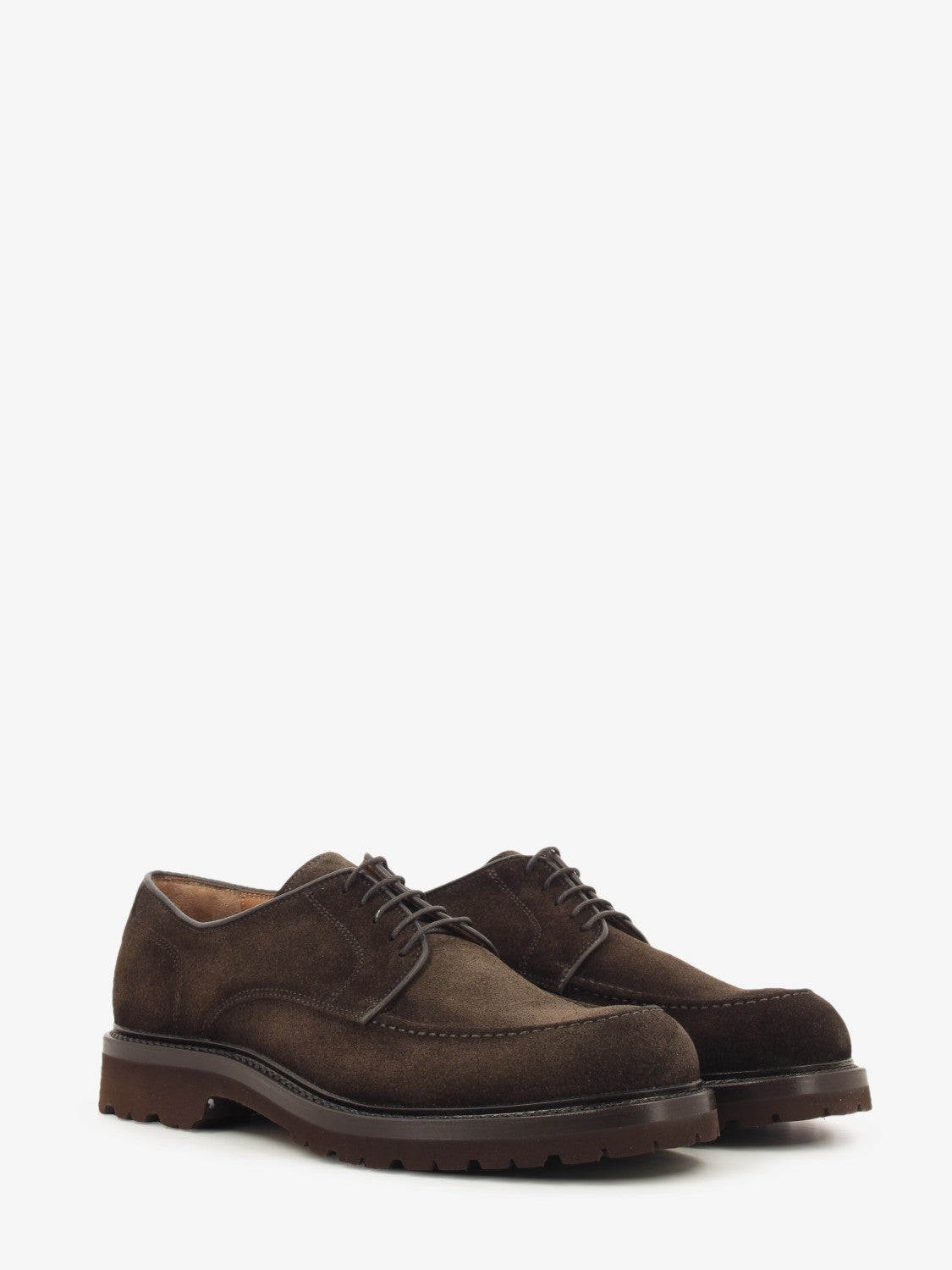 Dark brown suede casual lace-up shoes