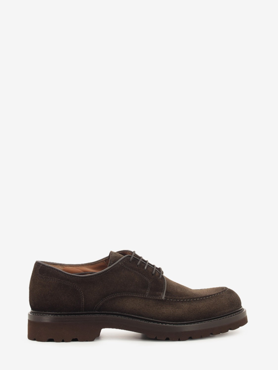 Dark brown suede casual lace-up shoes