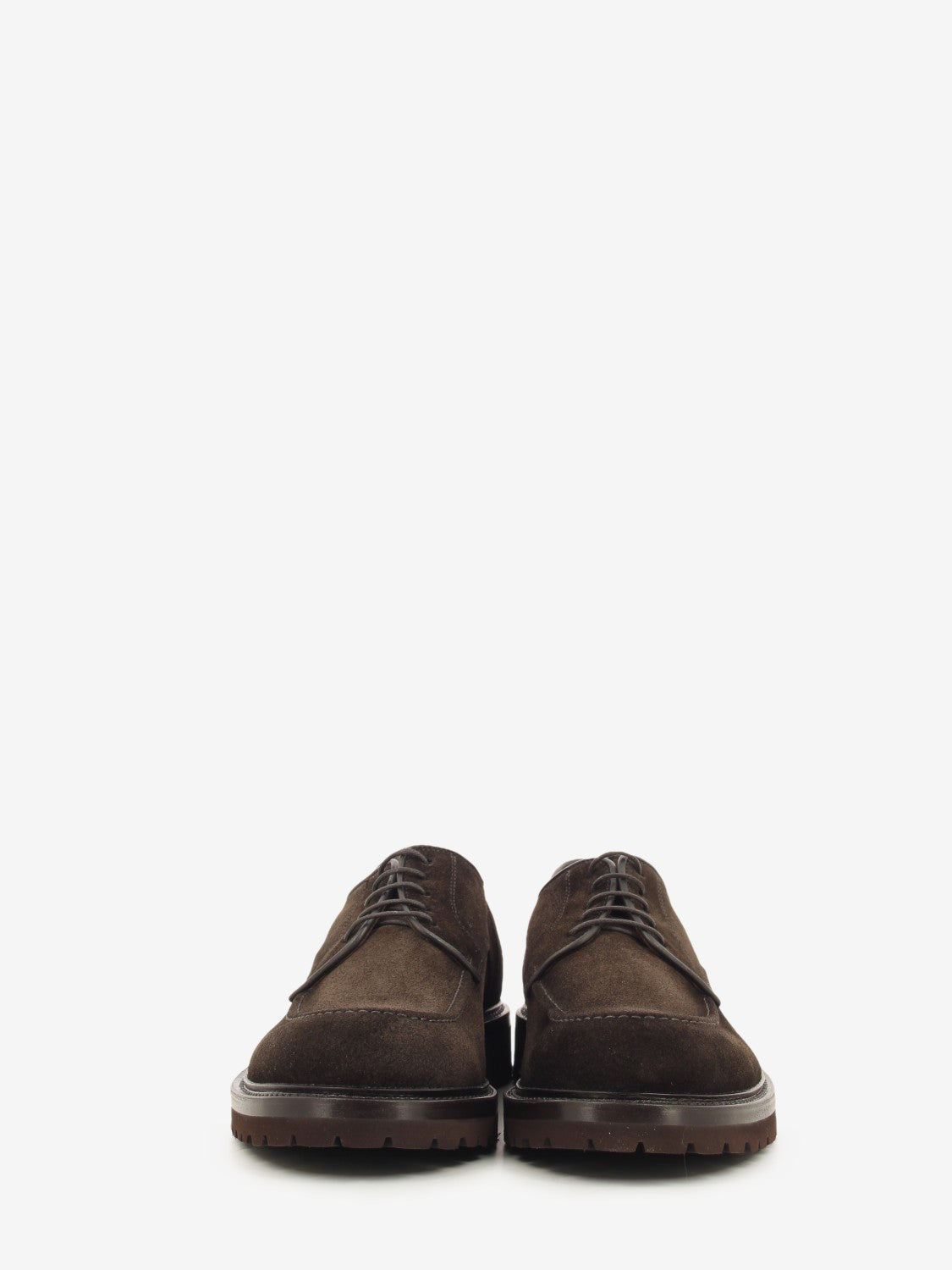 Dark brown suede casual lace-up shoes