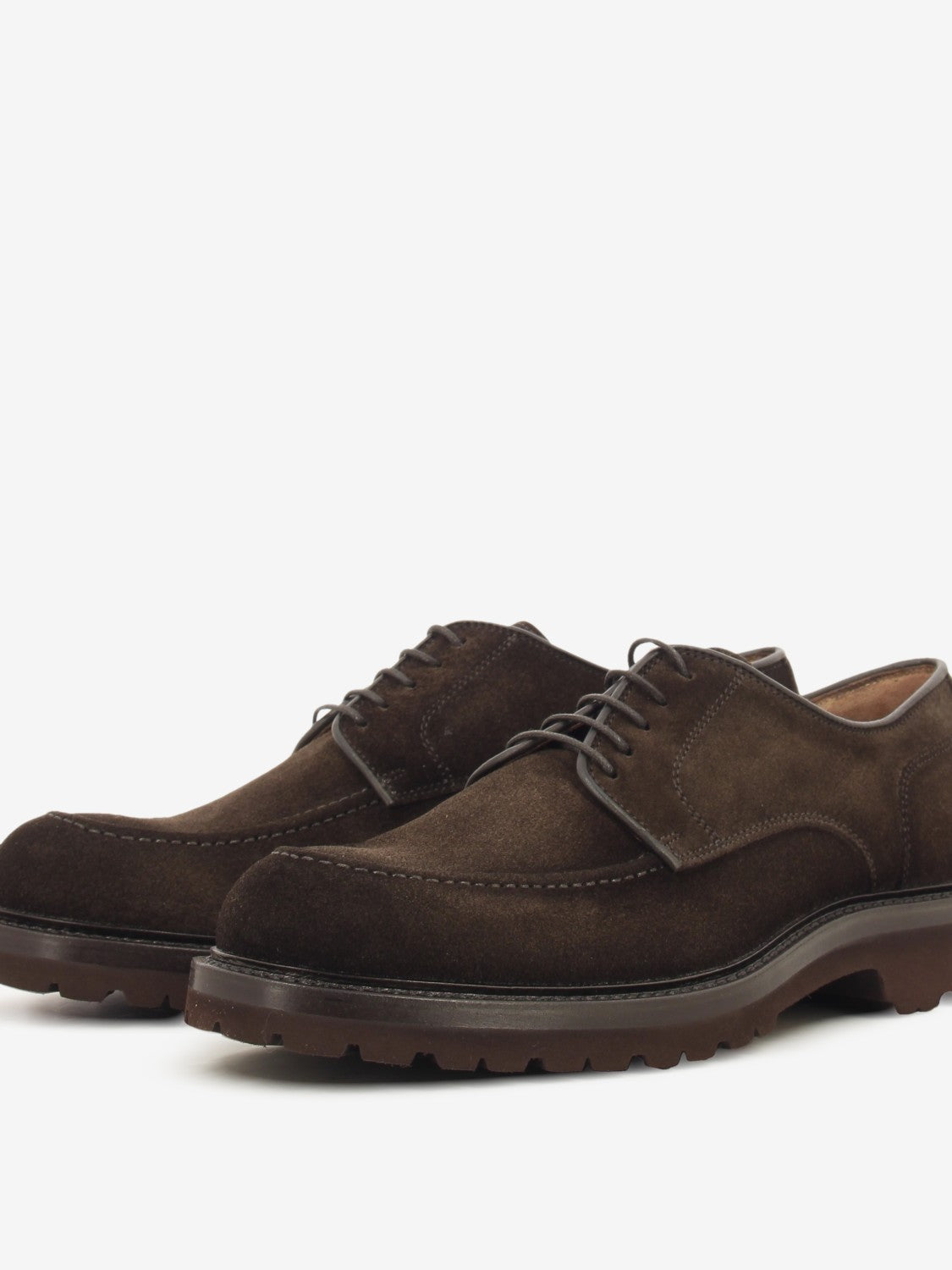Dark brown suede casual lace-up shoes