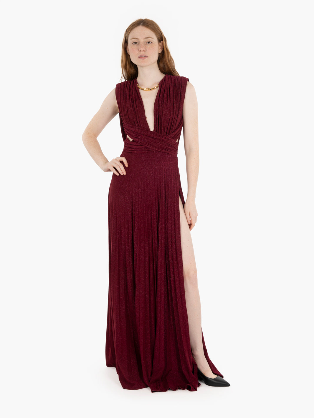 Abito Red Carpet in jersey lurex cherry
