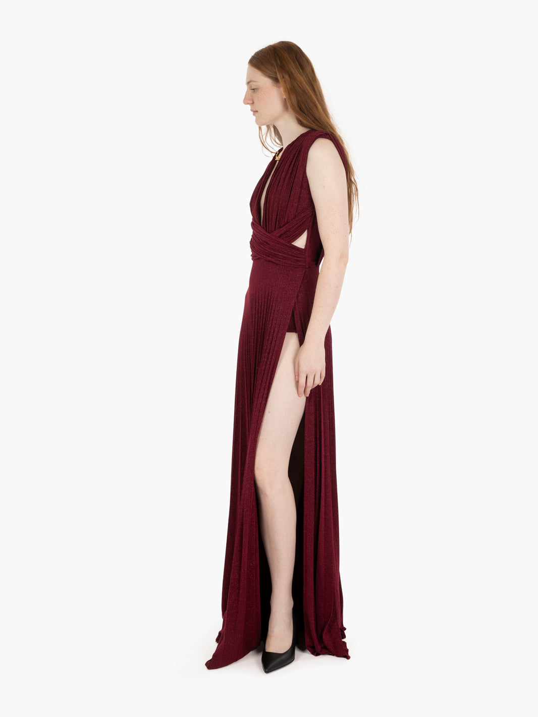 Abito Red Carpet in jersey lurex cherry