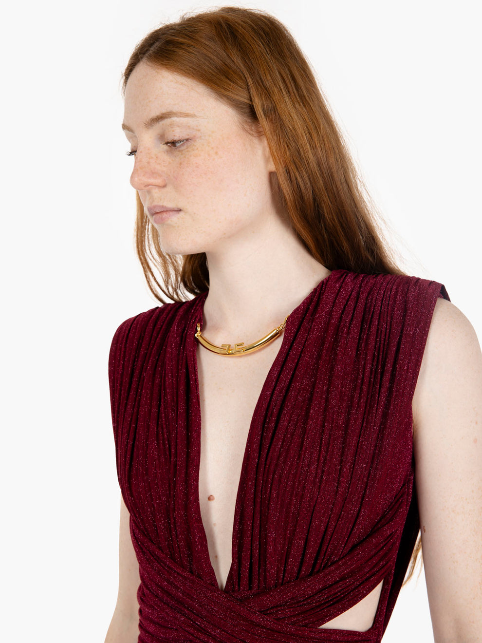 Abito Red Carpet in jersey lurex cherry