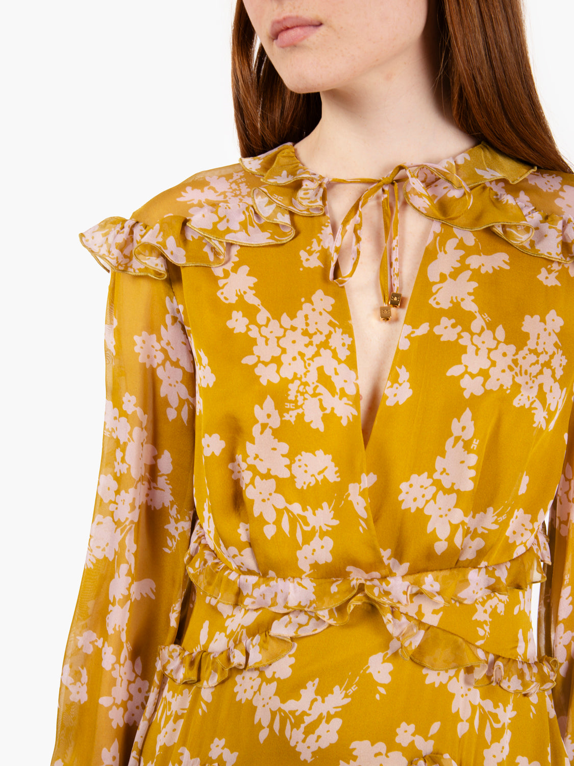 パーティードレス ELISABETTA FRANCHI Printed silk voile dress with ruffles Silk voile printed dress with ruffles | Elisabetta Franchi