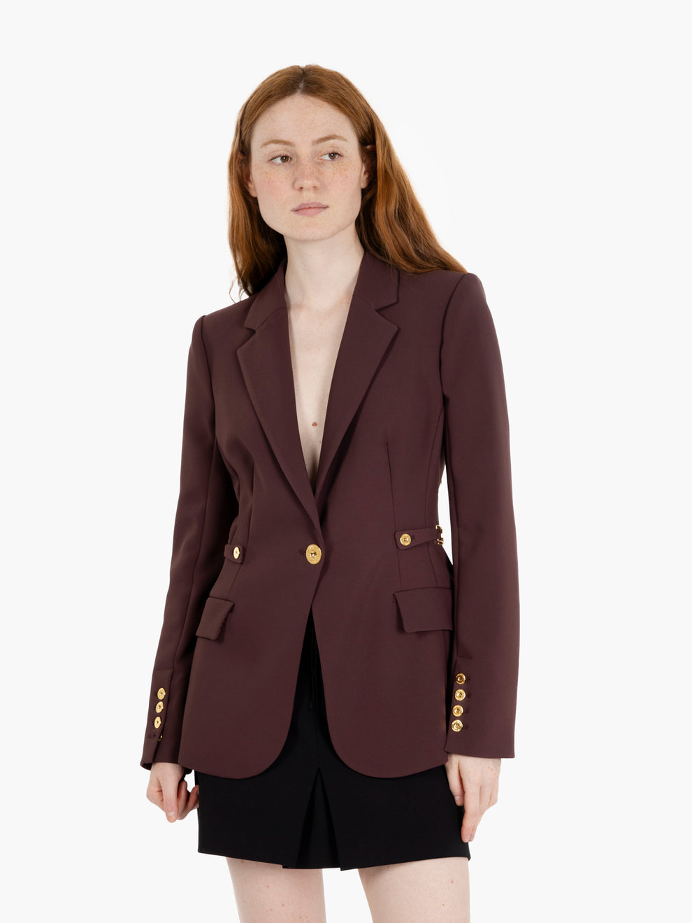 Blazer in crêpe con dettaglio gioiello merlot