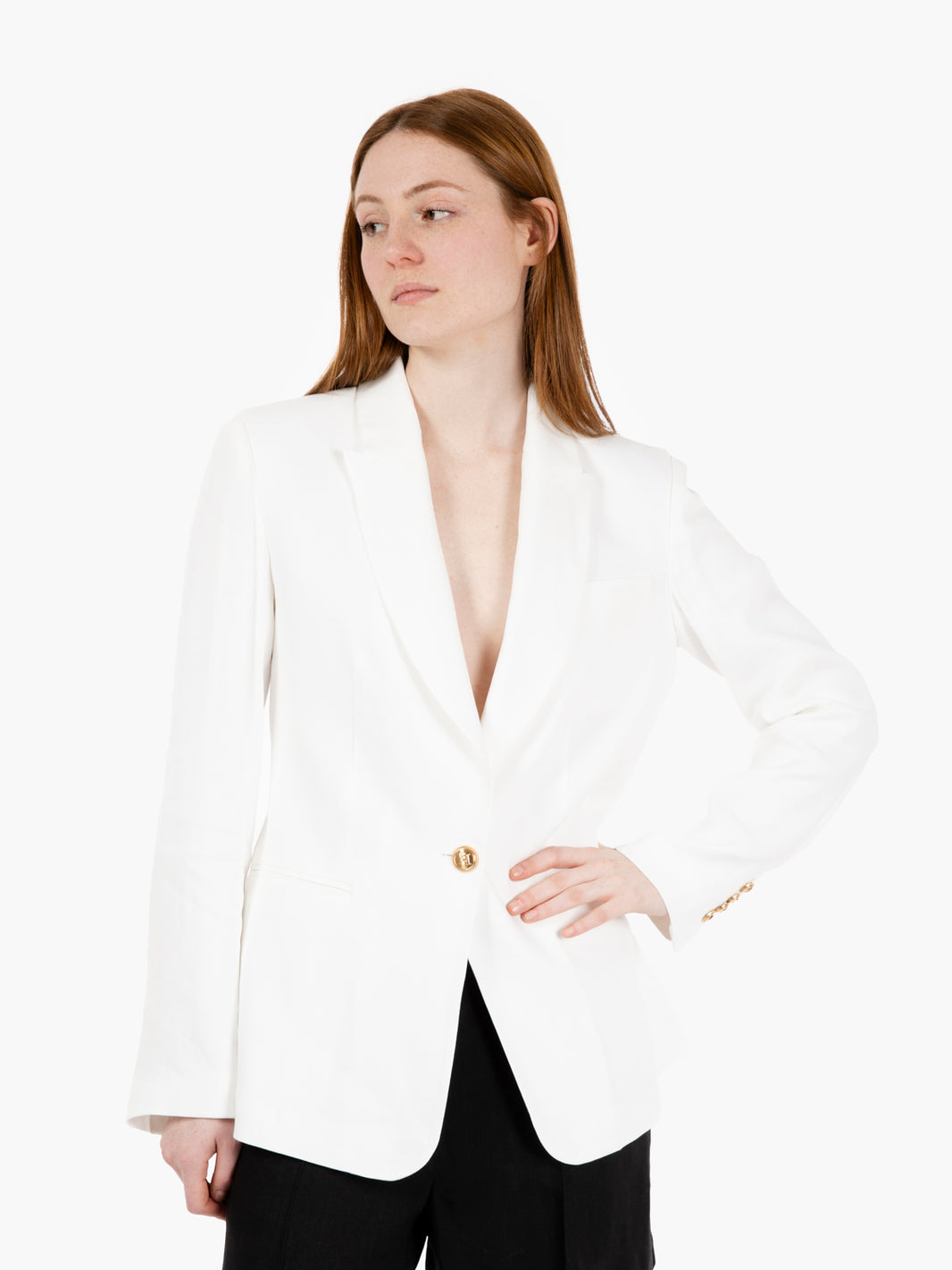 Blazer monopetto bottone logato avorio