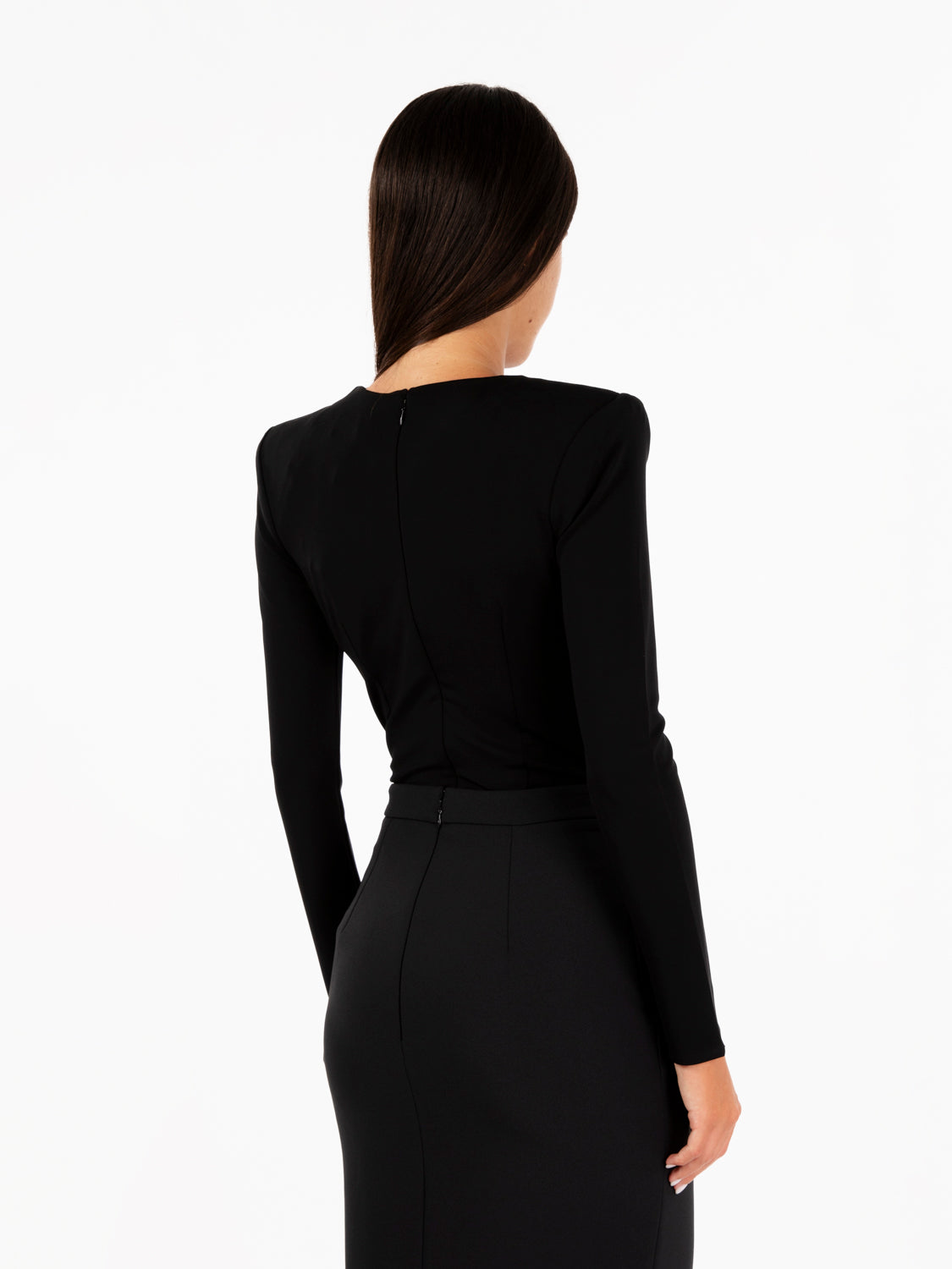 Body in jersey con accessorio gioiello nero
