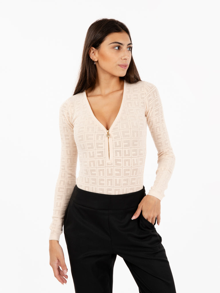 ELISABETTA FRANCHI - Body tricot burro