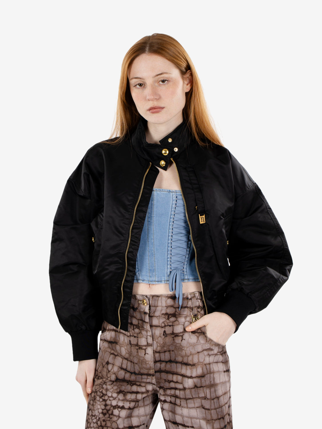 Bomber in nylon nero
