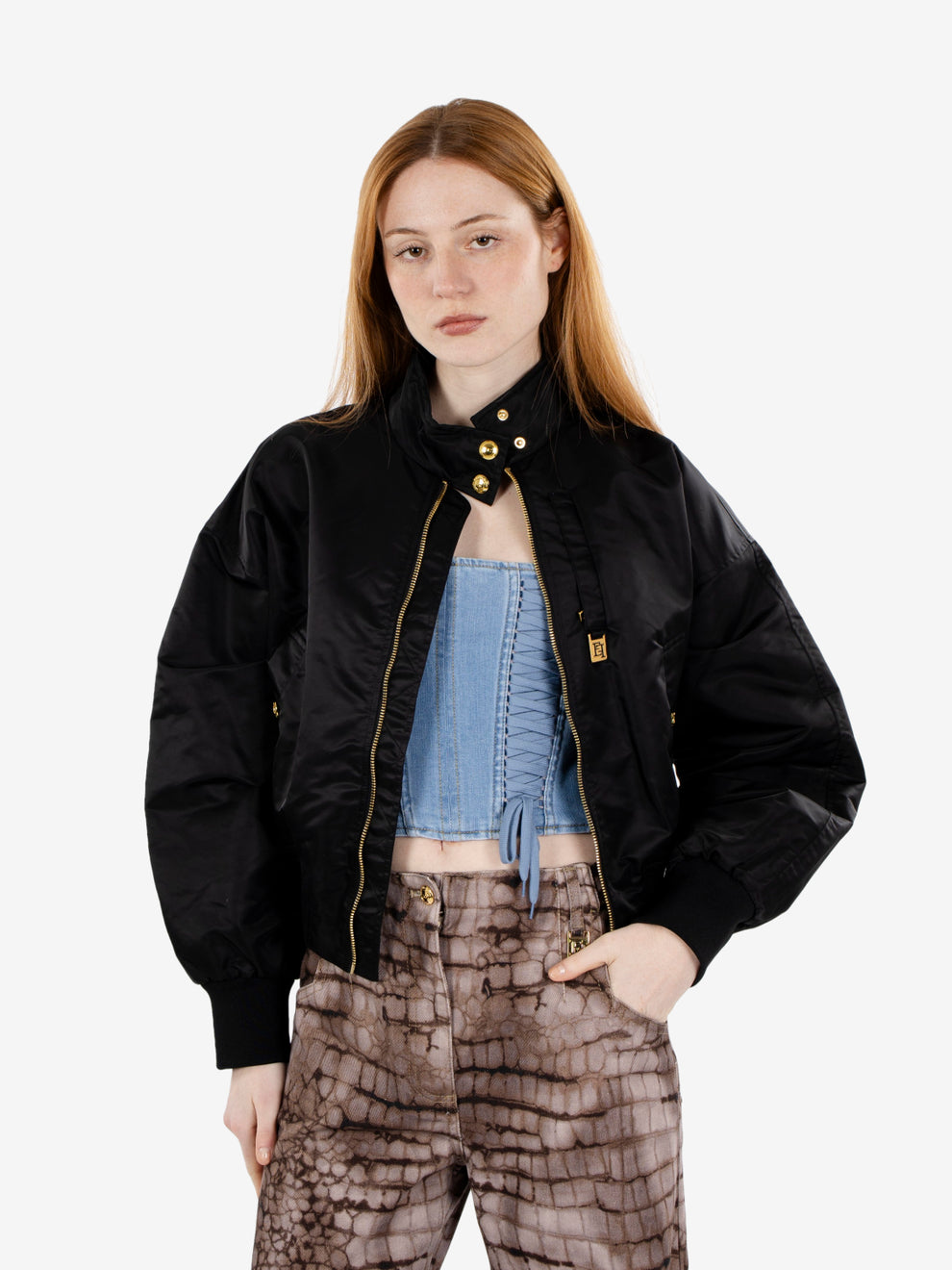 Bomber in nylon nero