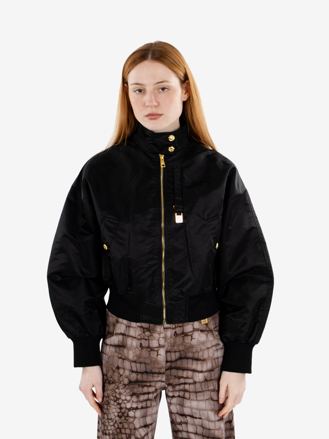 Bomber in nylon nero