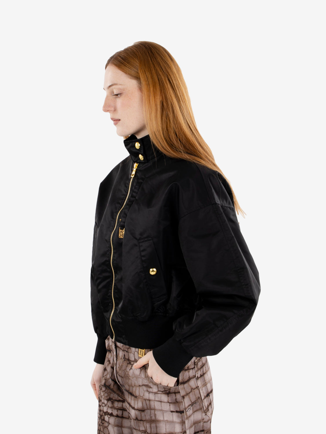 Bomber in nylon nero