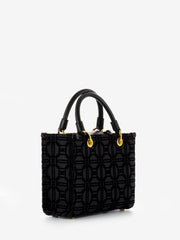 ELISABETTA FRANCHI - Borsa a mano rigida con pattern velluto nera