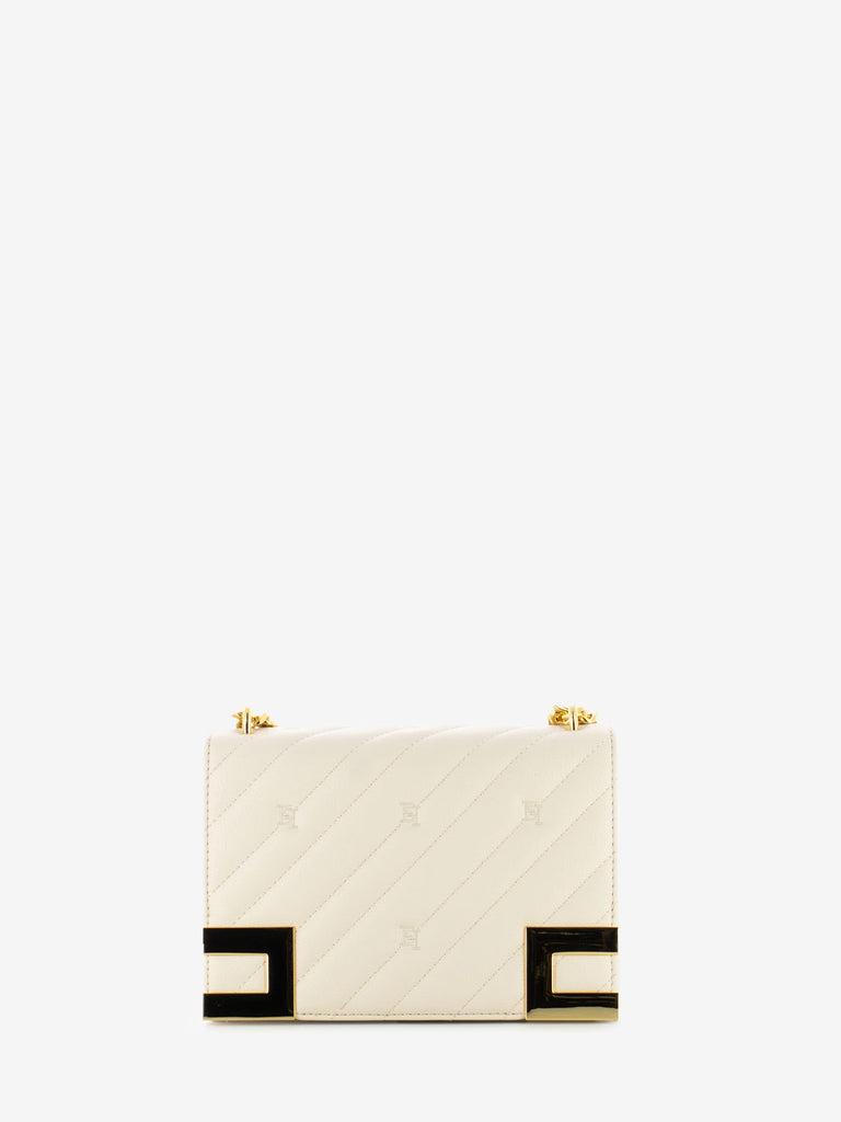 ELISABETTA FRANCHI - Borsa media matelassé con patta beige