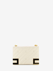 ELISABETTA FRANCHI - Borsa media matelassé con patta beige