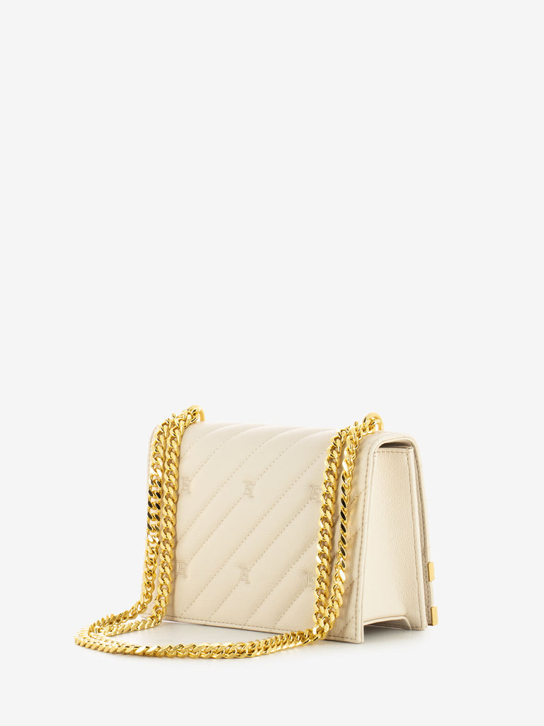 ELISABETTA FRANCHI - Borsa media matelassé con patta beige