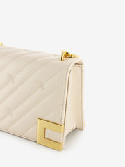 ELISABETTA FRANCHI - Borsa media matelassé con patta beige