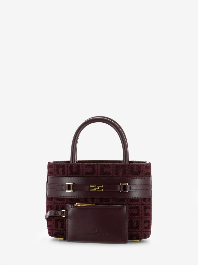 ELISABETTA FRANCHI - Borsa piccola a mano in jacquard bordeaux