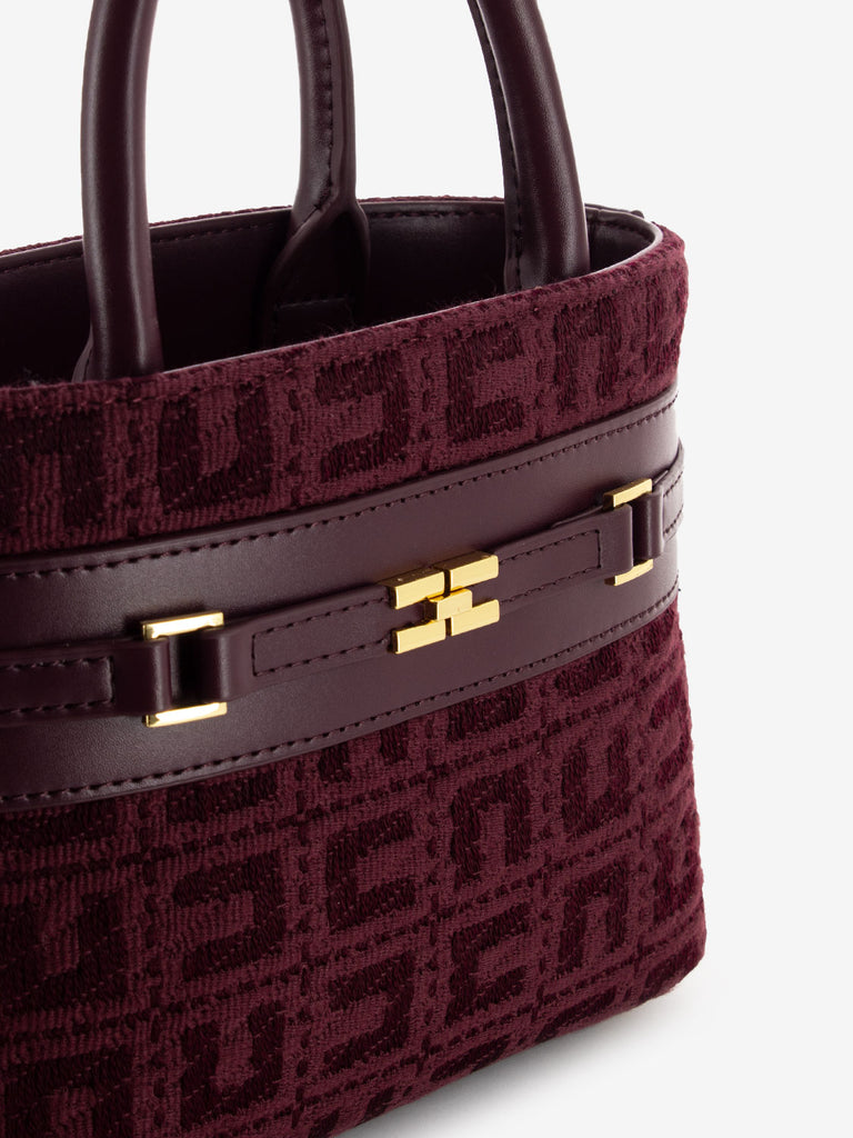 ELISABETTA FRANCHI - Borsa piccola a mano in jacquard bordeaux