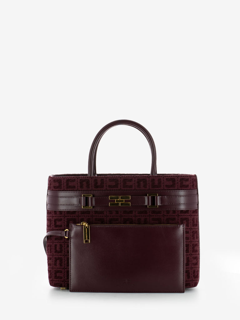 ELISABETTA FRANCHI - Borsa rigida a mano in jacquard bordeaux