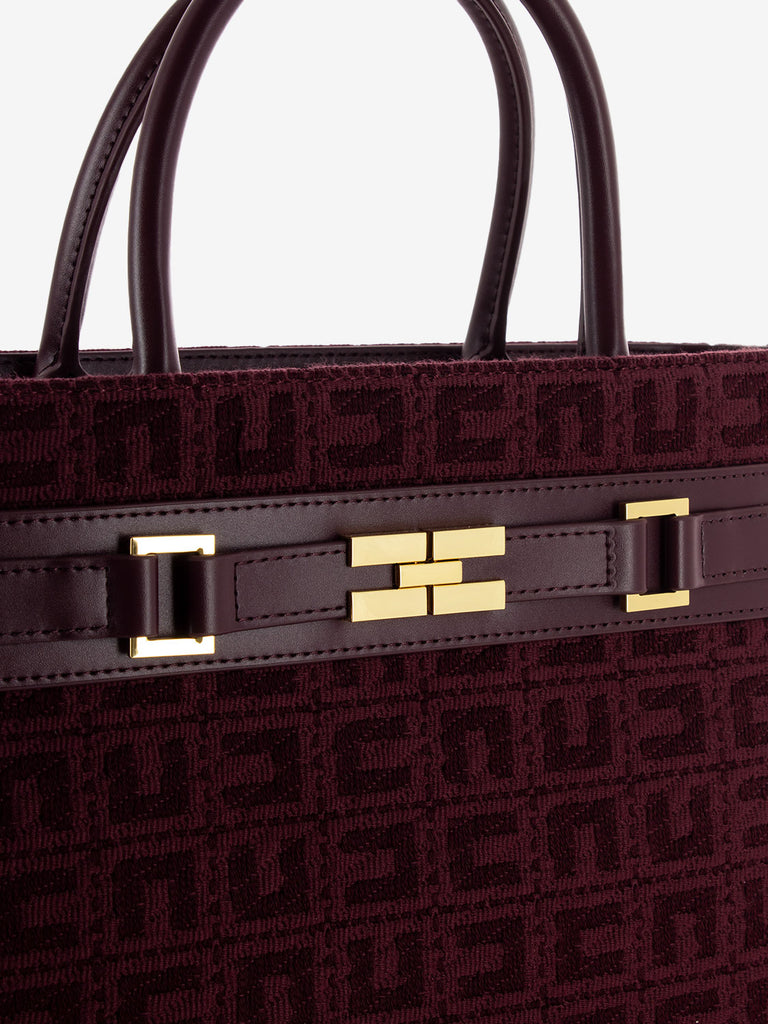 ELISABETTA FRANCHI - Borsa rigida a mano in jacquard bordeaux