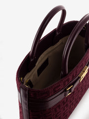 ELISABETTA FRANCHI - Borsa rigida a mano in jacquard bordeaux