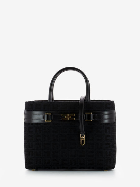 Borsa rigida a mano in jacquard nera