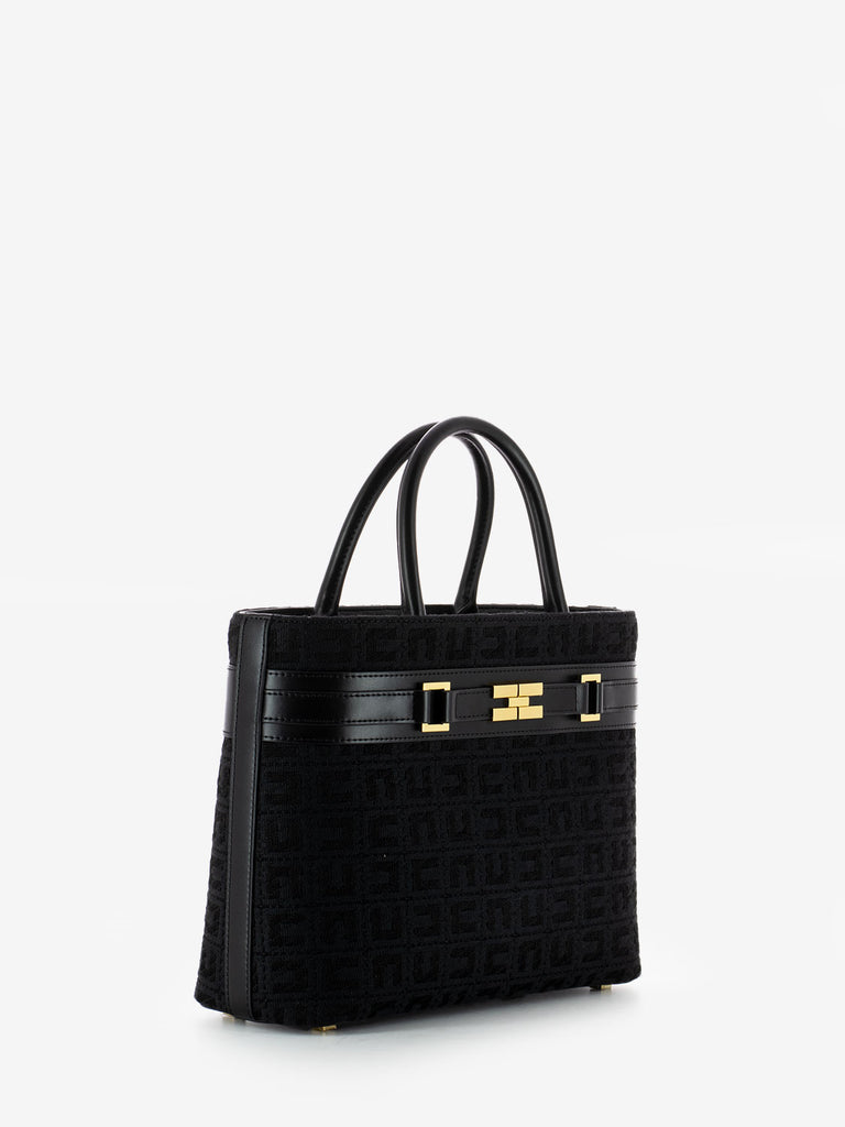 ELISABETTA FRANCHI - Borsa rigida a mano in jacquard nera