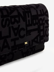 ELISABETTA FRANCHI - Borsa tracolla in raso lettering nera