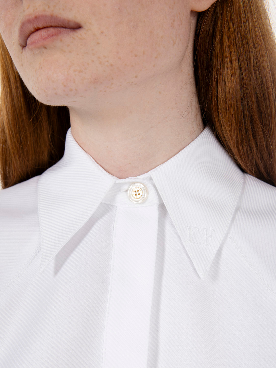 Camicia crop tessuto rigato bianco