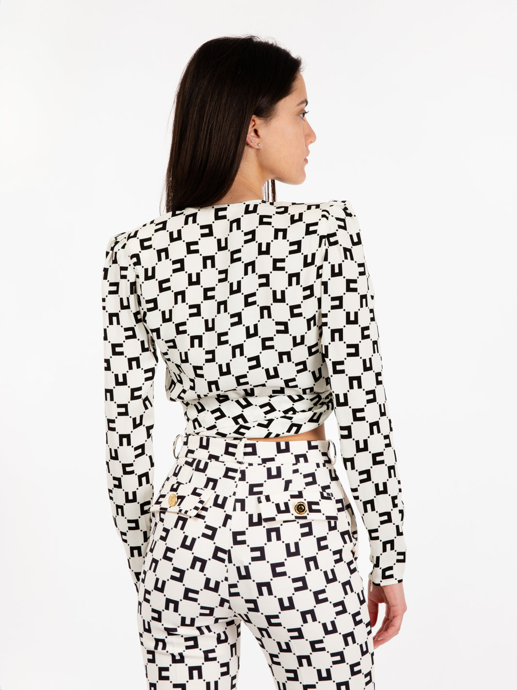 Camicia cropped con nodo burro / nero
