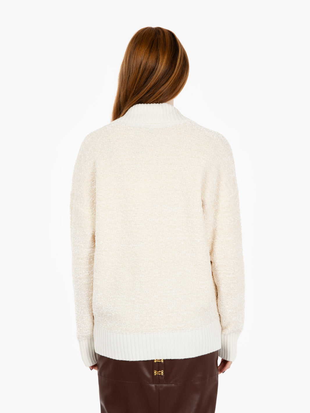 Cardigan in ciniglia bouclé milk