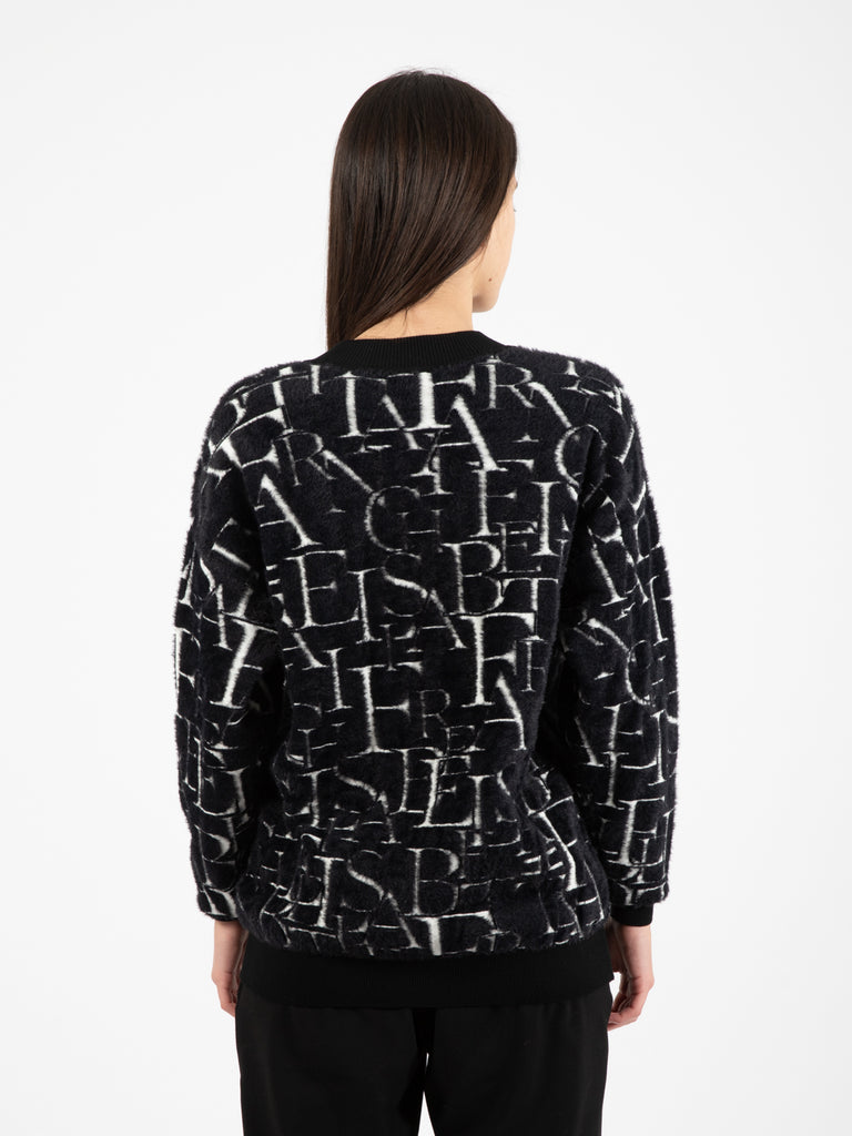 ELISABETTA FRANCHI - Cardigan over in maglia con lettering nero