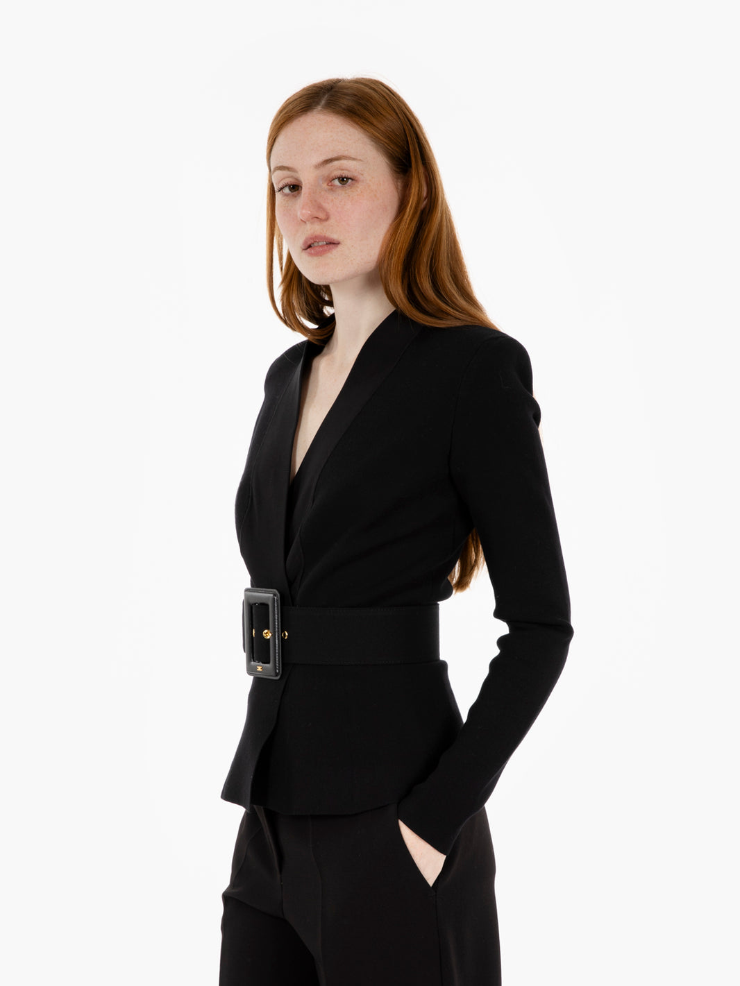 Giacca in maglia con cintura nera