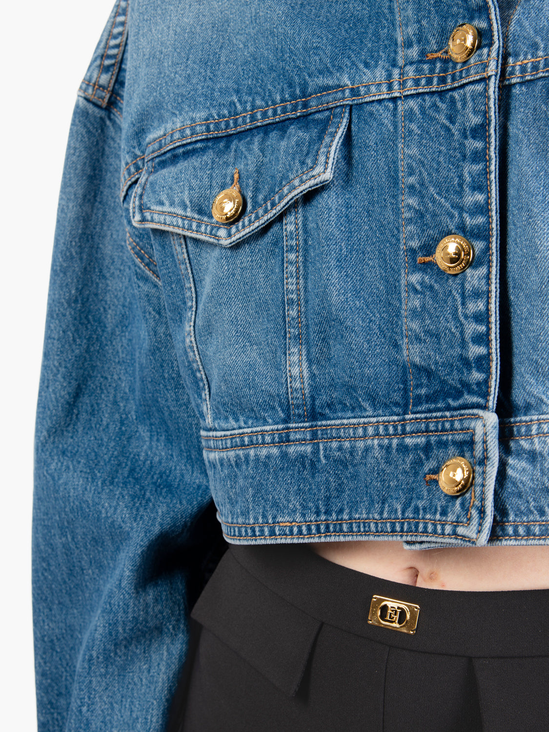 Elisabetta Franchi - Oversized short jacket in light blue