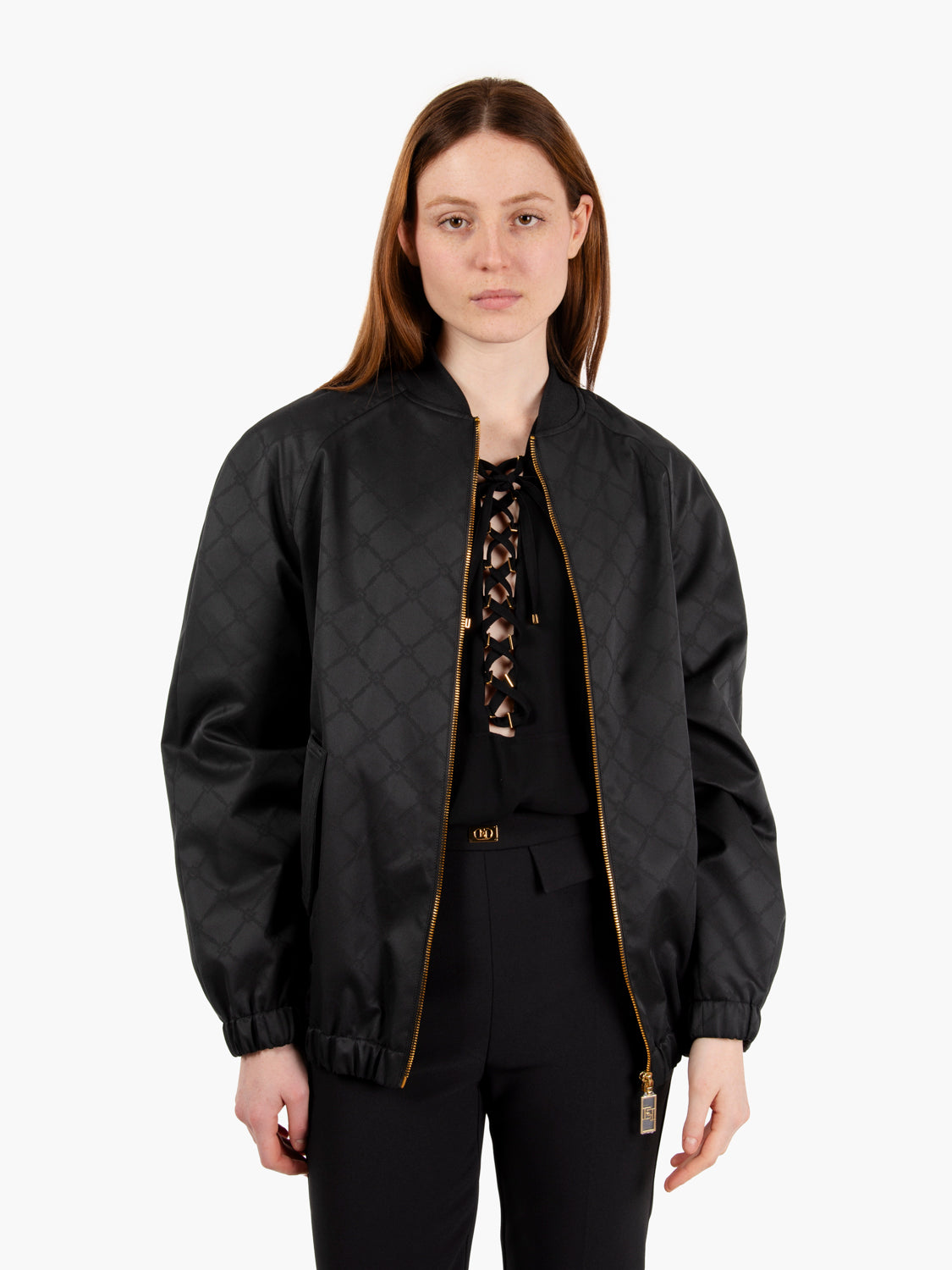 Giubbotto in tessuto tecnico jacquard nero