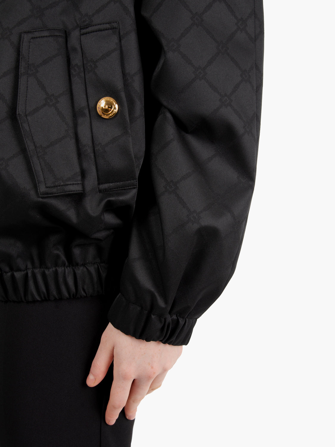 Giubbotto in tessuto tecnico jacquard nero