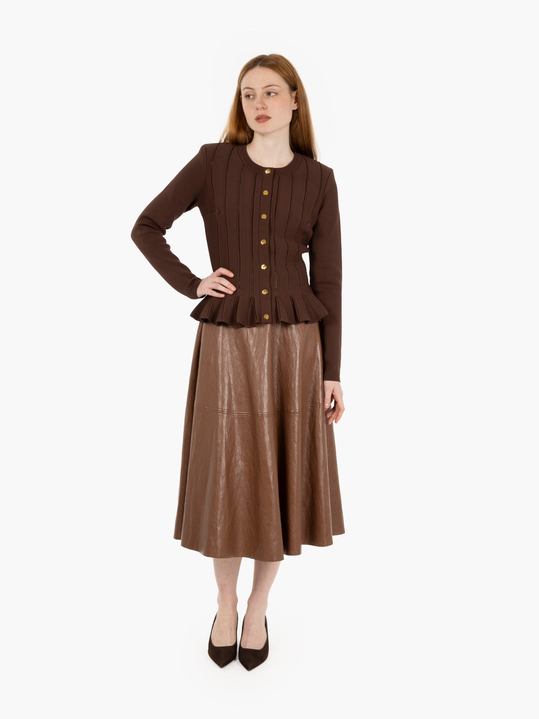 BROWN SUGAR ECO-LEATHER SKIRT GO13656E2_EC1