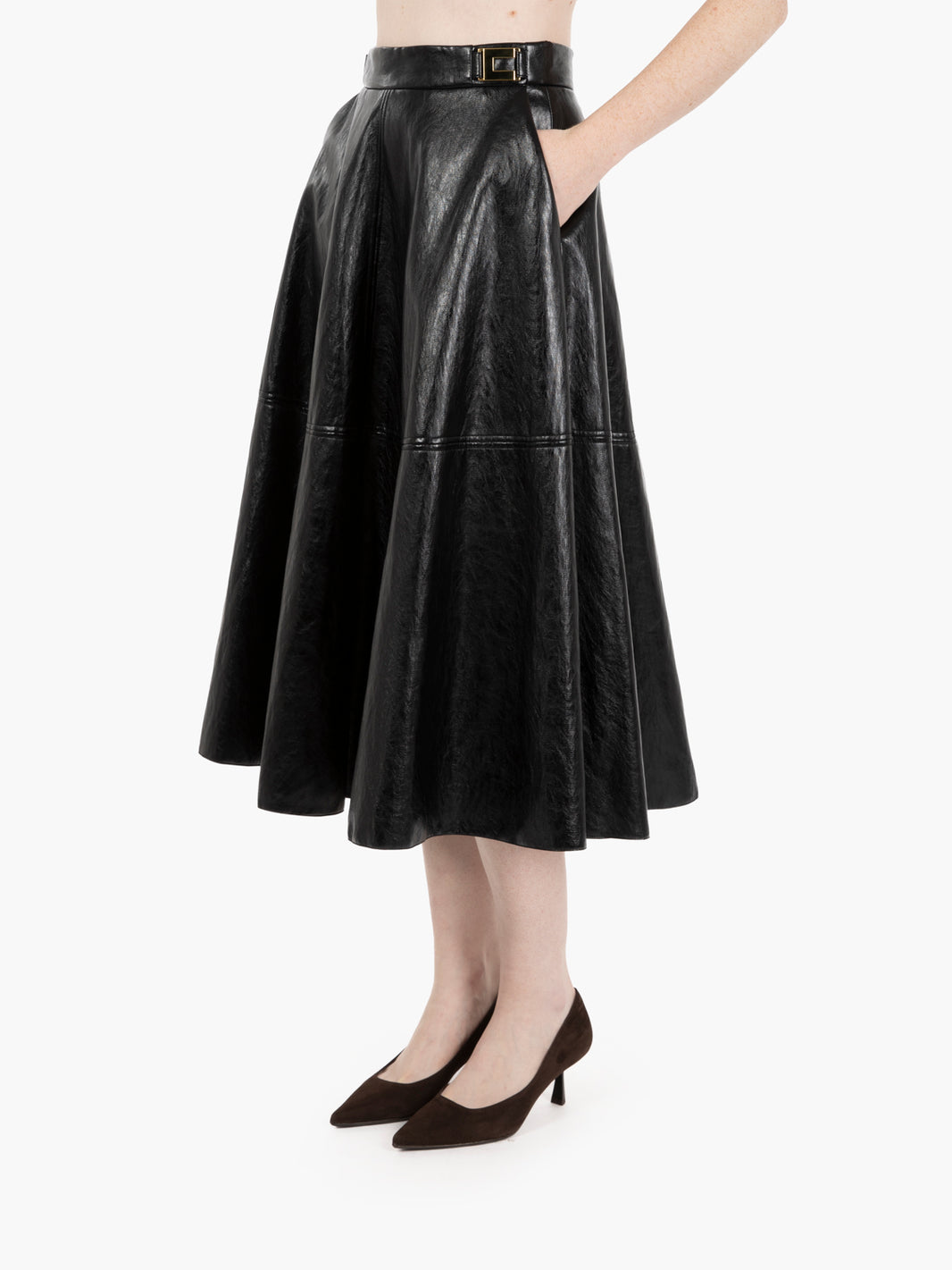 Gonna in craquelé con dettagli logo nero