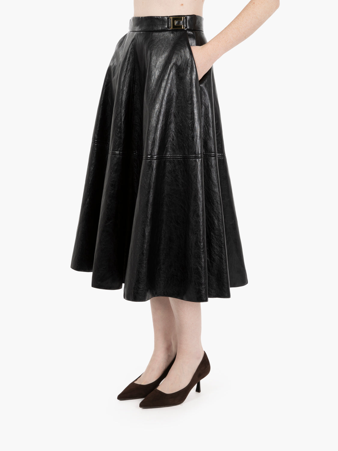 Gonna in craquelé con dettagli logo nero