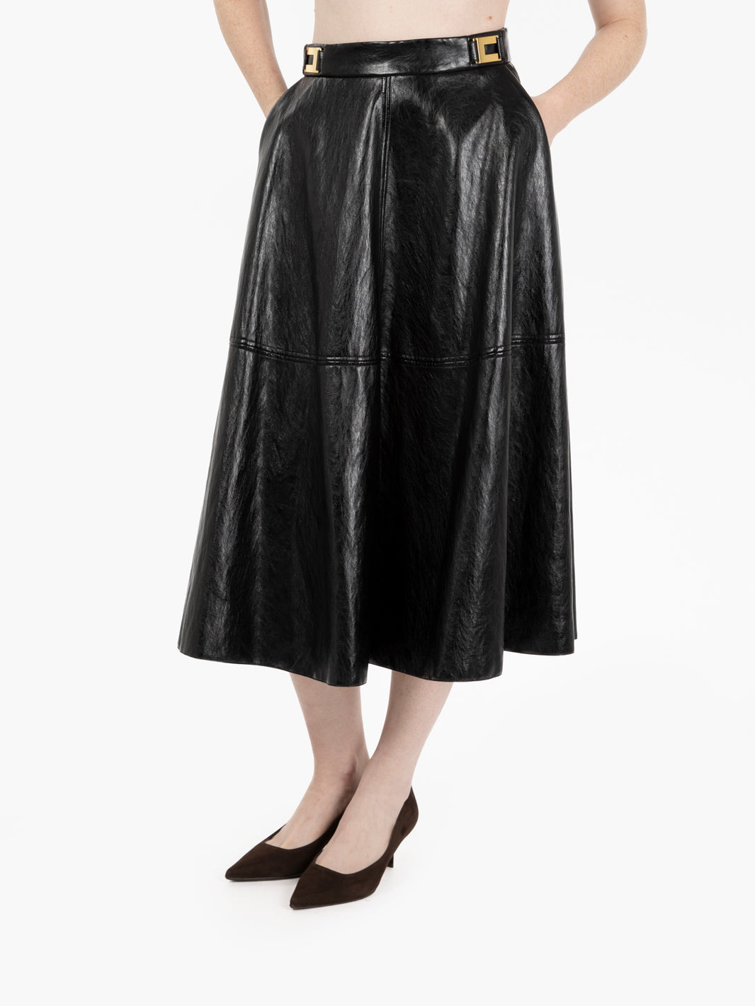 Gonna in craquelé con dettagli logo nero