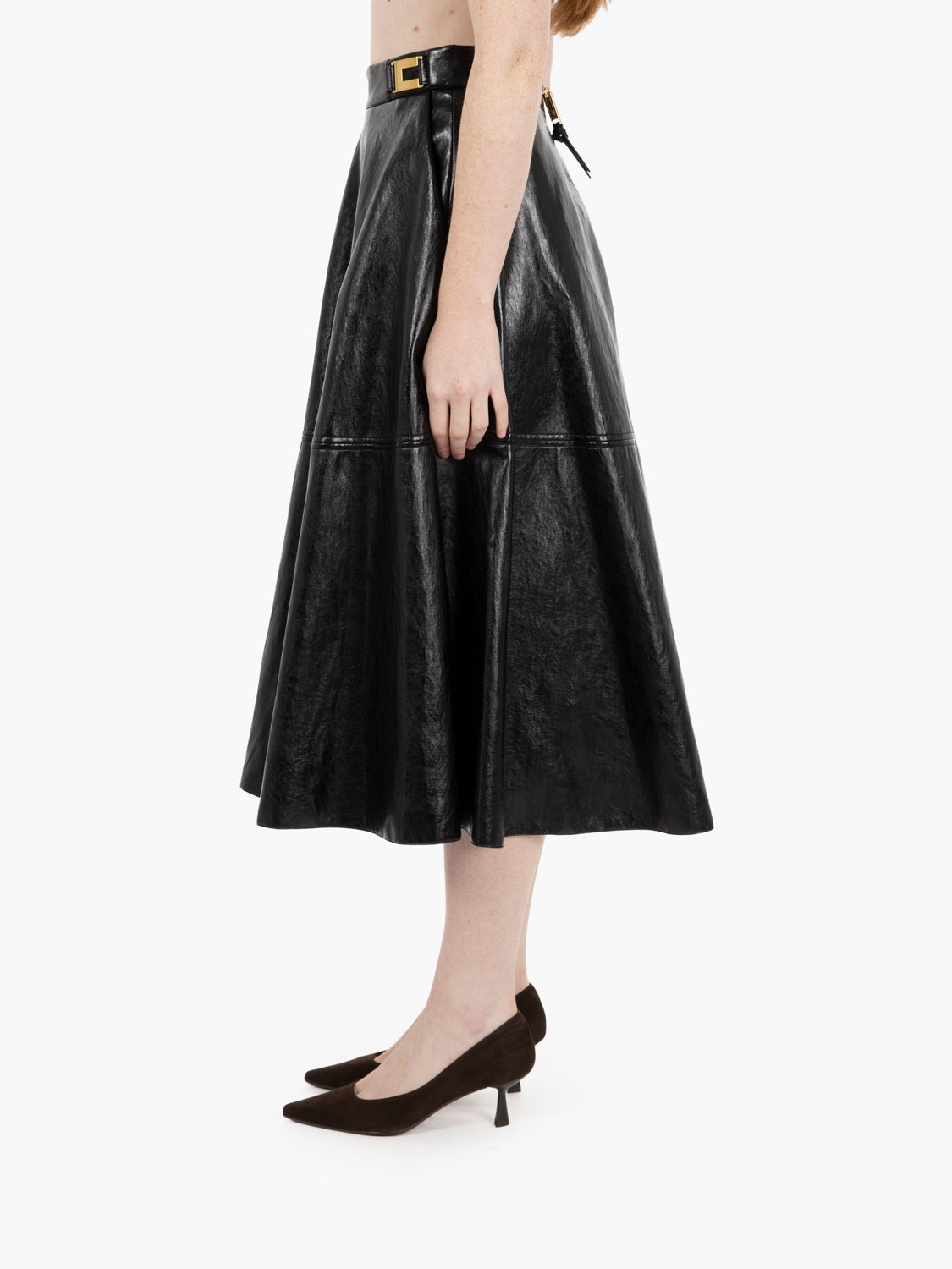 Gonna in craquelé con dettagli logo nero