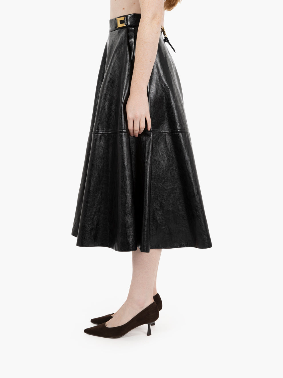 Gonna in craquelé con dettagli logo nero