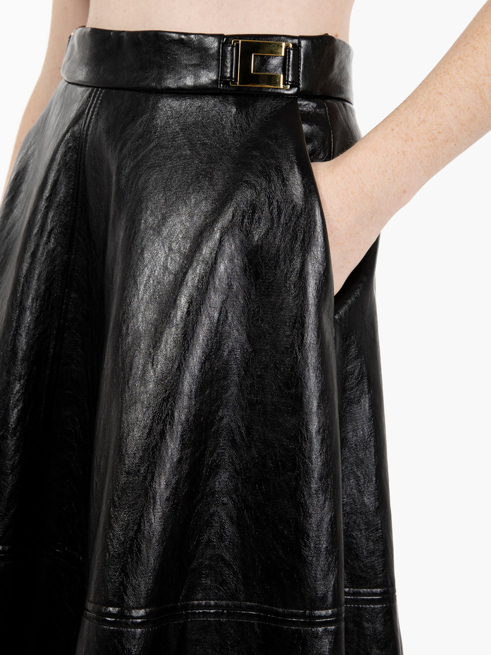 Gonna in craquelé con dettagli logo nero