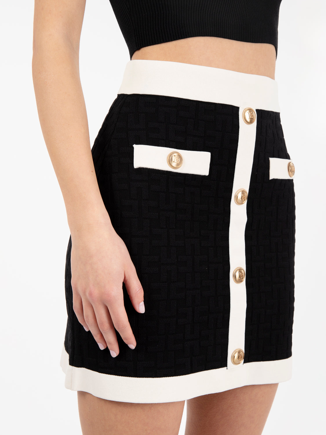 Black Logo Knit Skirt